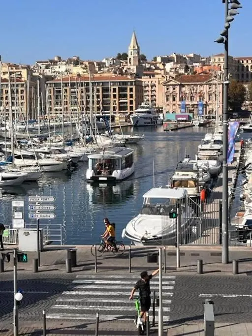 T4 Marseille Vue Imprenable Sur Vieux Port Lägenhet